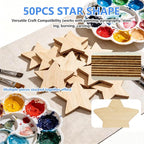 50PCS Wooden Star, Made of Basswood, 4 Inch Unprocessed Wood Pieces, Natural - Image 3