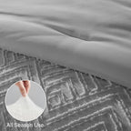 Zzlpp Queen Comforter Set 7 Pieces, Light Grey Tufted Bed in a Bag - Image 6