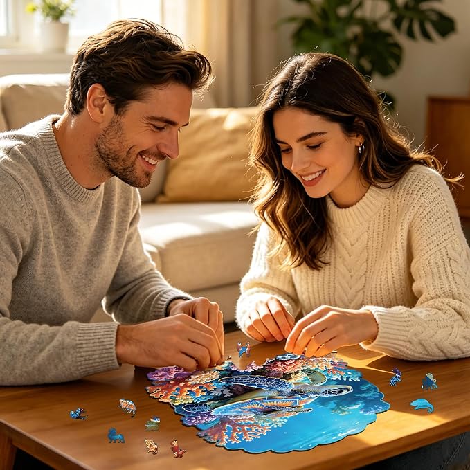200pcs Wooden Puzzles for Adults Unique Animal Shaped Pieces Marine Life - Image 6