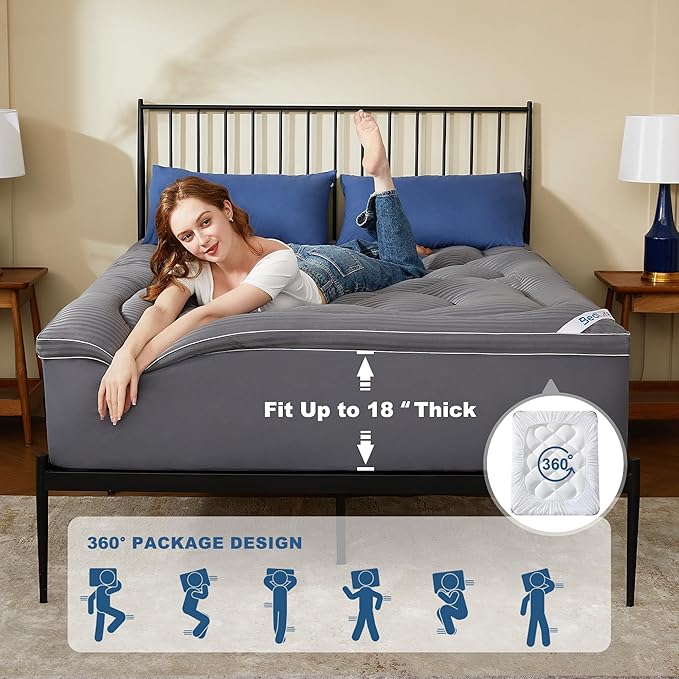 BEDLORE California King Mattress Topper, Thick Pillow Top Pad - Image 5