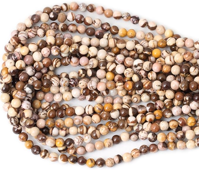60PCS 6mm Natural Australian Zebra Gemstone Round Loose Beads Crystal Energy - Image 3