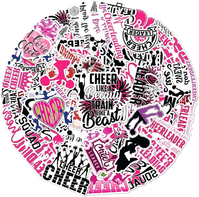 Cheerleading Motivational Quote Stickers Pack 50Pcs Vinyl Waterproof Sticker Set by rabowa