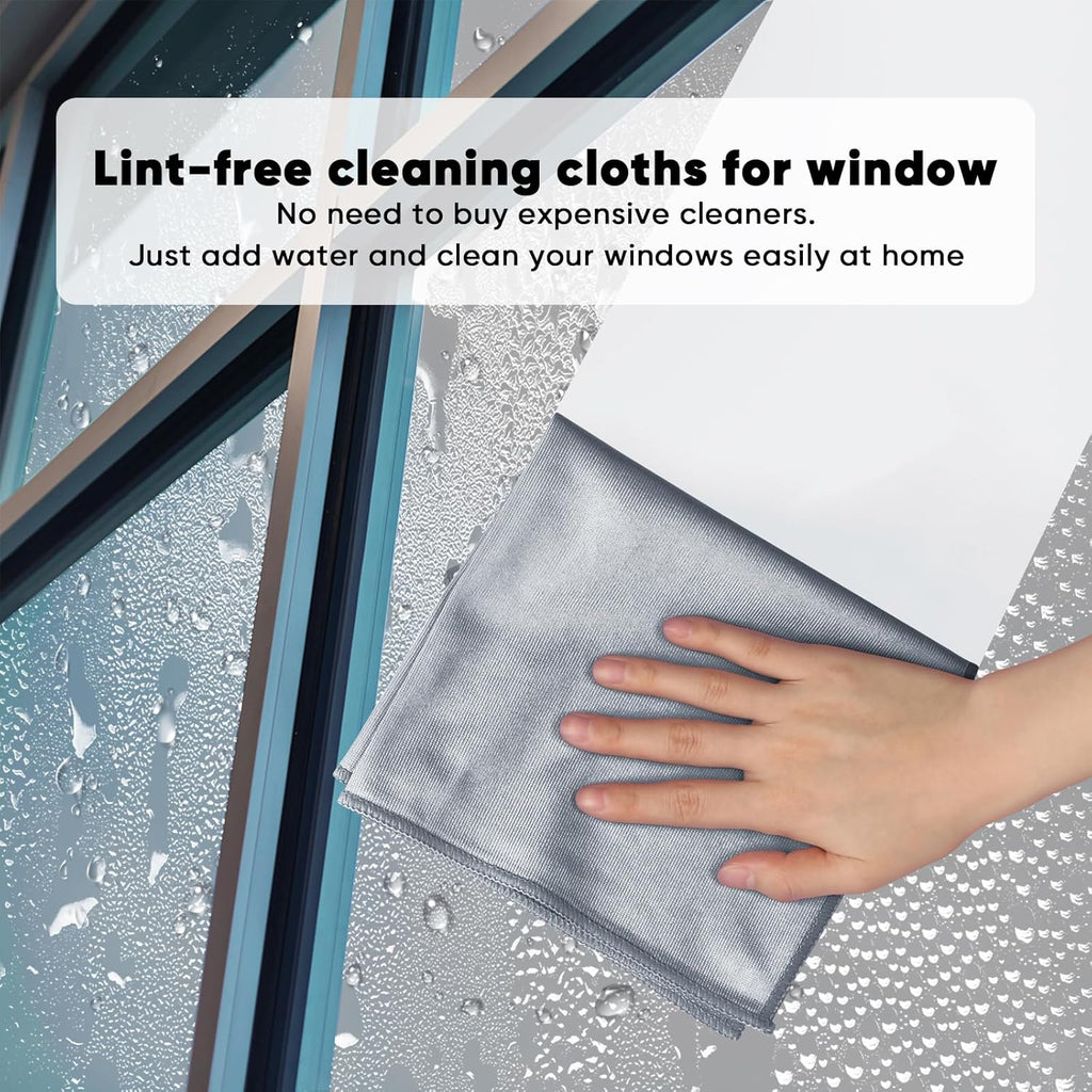 HOMEXCEL Microfiber Glass Cleaning Cloths 6 PK, Lint Free Streak Free, Reusable Microfiber Cleaning Cloth for Cleaning Windows, Glasses, Mirrors, Screens, Stainless Steel, and More, Grey-14”×16”