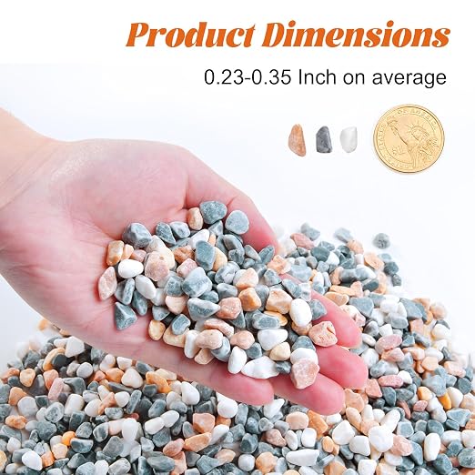 10 lb Mixed Color Pebbles for Plants, 3/8 Inch Decorative Rocks for Potted - Image 2