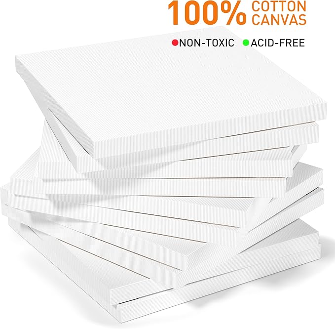 GOTIDEAL Stretched Canvases for Painting, 16x16 Inch Set of 7, Primed White - Image 3