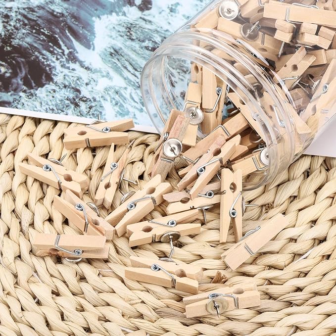 50Pcs Wooden Clips Push Pins Tacks - Image 8