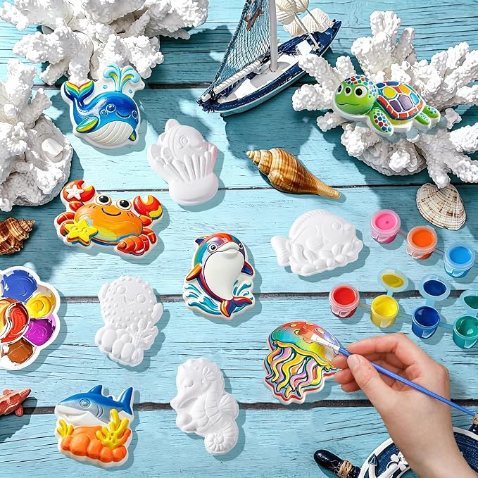 Yamgqus 24 Pcs Paint Your Own Plaster Jungle Animals Painting Kit, DIY Ceramic - Image 4