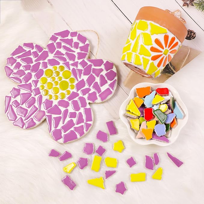 1.1lb Ceramic Mosaic Tiles, Mixed Colour Ceramic Mosaic Pieces - Image 2
