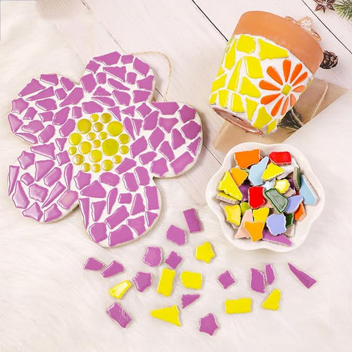 1.1lb Ceramic Mosaic Tiles, Mixed Colour Ceramic Mosaic Pieces - Image 2