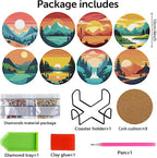Clendo 8 Pcs Landscape Diamond Art Coasters Kit - Image 2