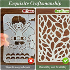 Geometric Texture Stencils for Crafts Reusable 16Pcs Stencils | DIY Art - Image 3