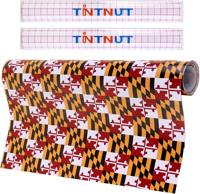 Tintnut Maryland Flag Permanent Vinyl Roll 12in x 5ft Adhesive Vinyl Roll | by Tintnut