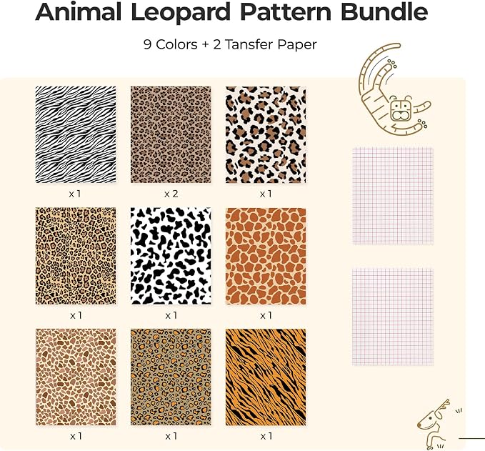 HTVRONT Leopard Permanent Vinyl 10 Pack Compatible - Image 2
