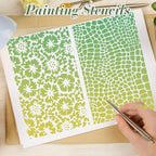 Geometric Texture Stencils for Crafts Reusable 12Pcs Stencils | DIY Art - Image 6