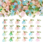 FASHEWELRY 72Pcs Mixed Color Glass Flower Charms 13mm Colorful Blossoming by FASHEWELRY
