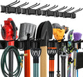 Garage Wall Organizer | 64" Heavy-Duty Tool Storage Rack | Adjustable Double-Layer Hooks | 400 lbs Capacity | Carbon Steel Wall Mount Holder for Shovels, Rakes, Ladders & Power Tools