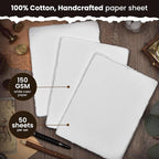 LEATHER VILLAGE Offwhite Deckled Edge Handmade Watercolor Paper 9.5x12.5 | 50 - Image 2