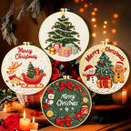 Zhenqing 4 Pack Christmas Stamped Cross Stitch Kit, 11CT Printed Santa Reindeer - Image 2