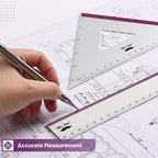 Mr. Pen- Metal Geometry Kit, 4 Pack, 45° & 30°/60° Set Squares | 6" Protractor - Image 4