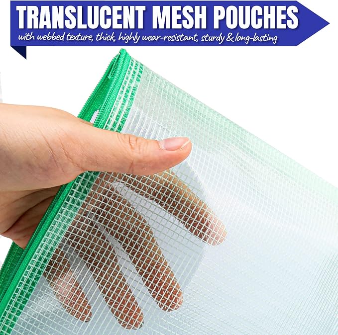 LEOBRO 20PCS Zipper Pouch, A4 Mesh Zipper Pouch Bags, Waterproof Bag, Mesh Bags - Image 6