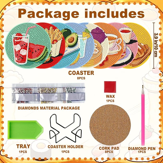 8-Pack Diamond Art Coaster Kit - Image 6