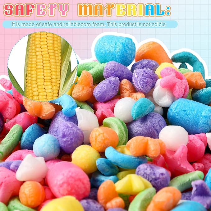 Junkin 1000 Pcs Magic Noodles Foam Crafts Puffs Corn Crafts Arts Kit Bulk Cross - Image 7
