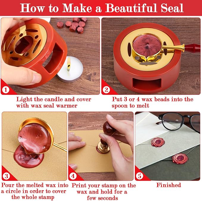 Red Wax for Letters Stamp Seals, Paxcoo 312pcs Stamp Wax Kit - Image 5