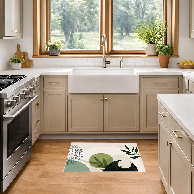 Modern Abstract Plant Area Rug 15.7 x 23.6 Inches, Faux Cashmere Door Mat - Image 4