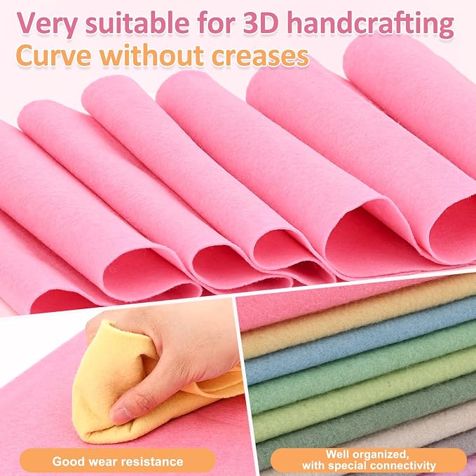 12 Rolls 8"x35" 1.4mm Thick Soft Felt Fabric Sheet 12 Assorted Macaron Series - Image 7