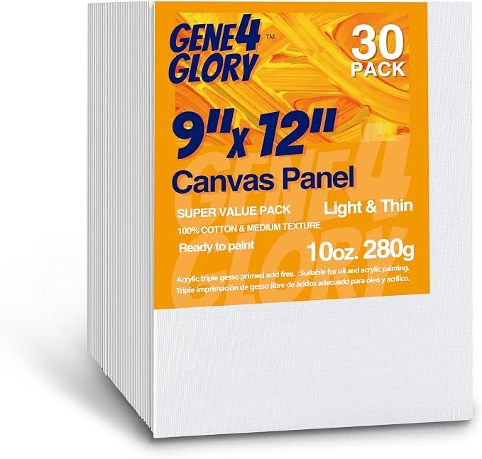 Canvases for Painting 9 x 12 inch-30 Pack, Artist Blank Canvas Boards for by GEGN4GLORY