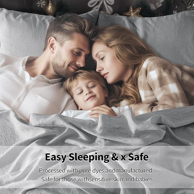 LBRO2M 100% Pure Linen Sheet Set Deep Pocket Up to 16" Bed Sheets Sets - Image 8