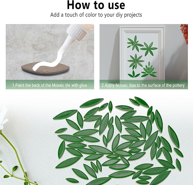 Yoption Petal Mosaic Tiles for Crafts, 200g Flower Leaf Ceramic Mosaic Tiles - Image 7