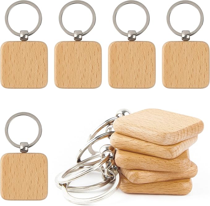 AUEAR, Blank Wooden Key Chain Wood Keychain Key Ring Key Tags Personalized EDC by AUEAR