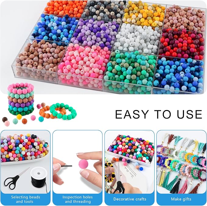 300Pcs Silicone Beads 9mm Mix Color, Bulk Silicone Beads 9mm - Image 4