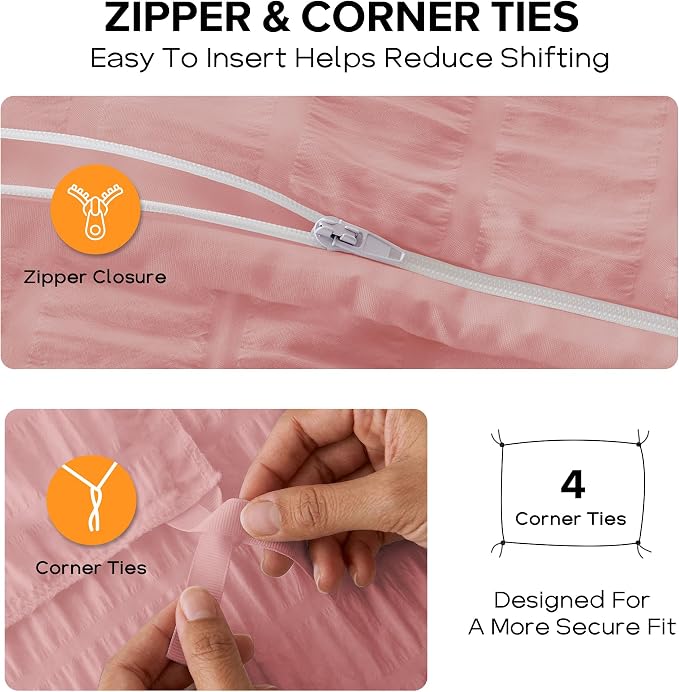 Cozyide Pink Duvet Cover King Size, 3 Pieces Bedding Duvet Covers, Soft - Image 5