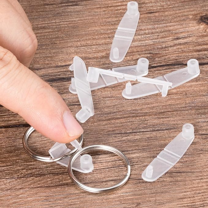 OIIKI 200Pcs Clear Acrylic Keychain Connector Snap Tabs, 0.32x1.4in | Plastic - Image 4