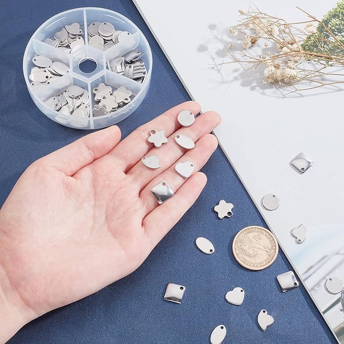 PandaHall Elite 120 Pcs 304 Stainless Steel Flat Blank Stamping Tag Pendants - Image 3