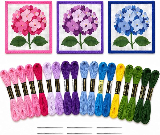 Zplontya Needlepoint Canvas Kit Include 3PCS Flower Printed Patterns Bound by Simplechoicesimplelife