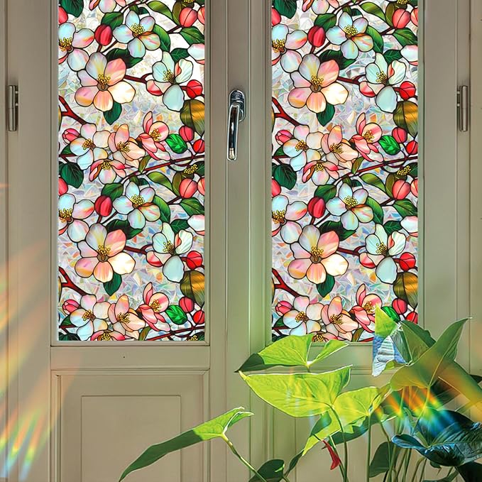 Bloss Crabapple Blossom Flower Privacy Window Film Decorative, Stain Glass - Image 7