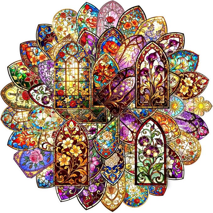 50PCS Transparent Stained Glass Stickers, Waterproof PET Cathedral Window Decals by Unknown