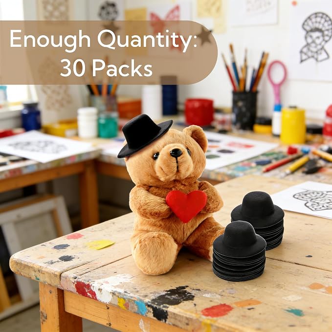Pumtus 30 Pcs Mini Hats for Crafts, 4 Inch Felt Doll Hat, Miniature Formal Top - Image 4