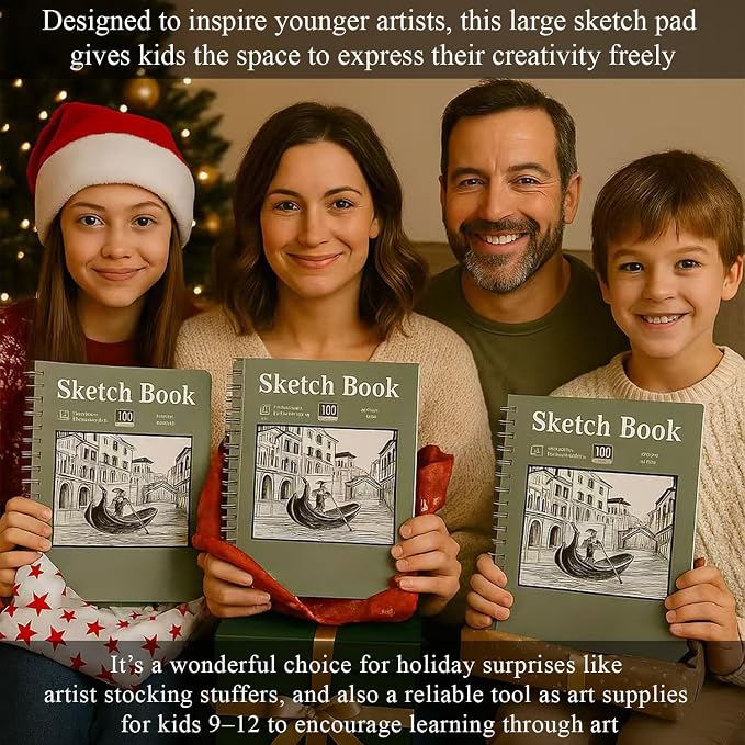 SuFly 11x14 Sketchbook, 100 Sheets Hardcover Sketch Book, 68lb/100gsm Artist - Image 7
