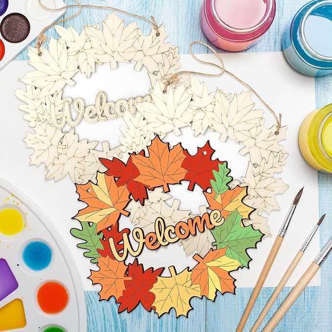 Unfinished Fall Wreaths Wood Crafts to Paint Set of 3, Unfinished Wood Cutouts - Image 6