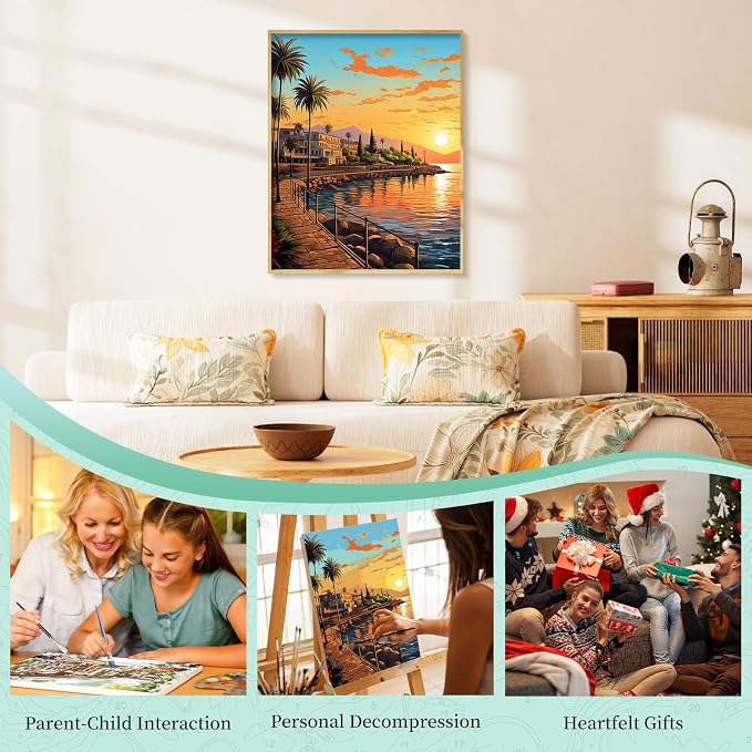 Paint by Numbers Kit for Adults, Sunset DIY Painting Kit, 16x20 Inch | Coastal - Image 7