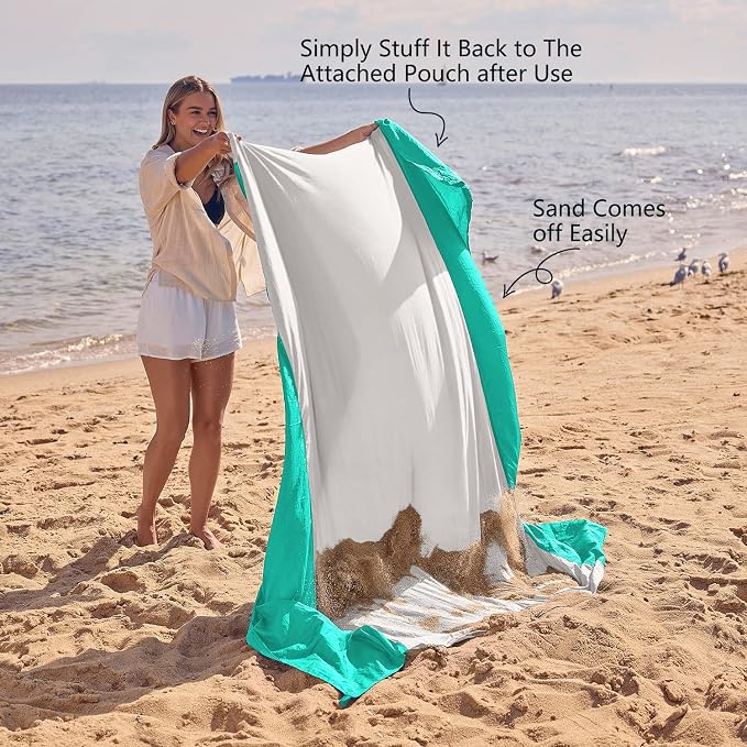 WEKAPO Beach Blanket Sandproof Waterproof, Extra Large Beach Mat, Oversized & - Image 4