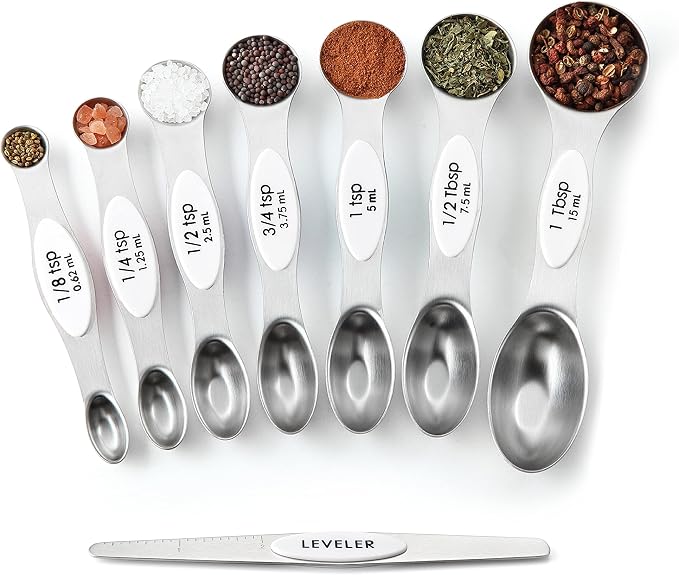 Spring Chef White Stainless Steel Magnetic Measuring Spoons Set of 8 - Image 9