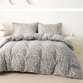 OAITE Brown Leaves Queen Size Duvet Cover-3 Pieces Prewashed Cotton-Like by OAITE