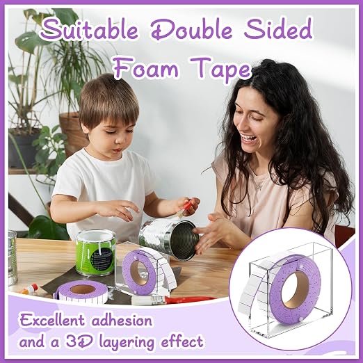 Double Sided Foam Tape Pre Cut 3/4 X 1/2 Inch EVA Foam Adhesive Squares Roll - Image 8