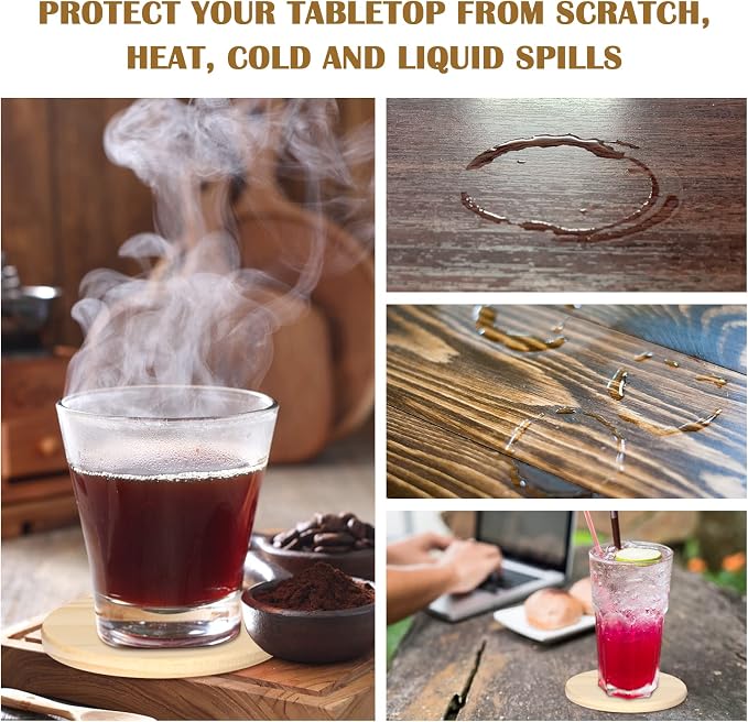 30 Pieces Unfinished Wood Coasters, 4 Inch Round Blank Wooden Coasters - Image 4