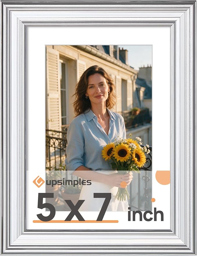 upsimples 5x7 Picture Frame, Vintage Frames Decor, Wall or Tabletop Display by upsimples